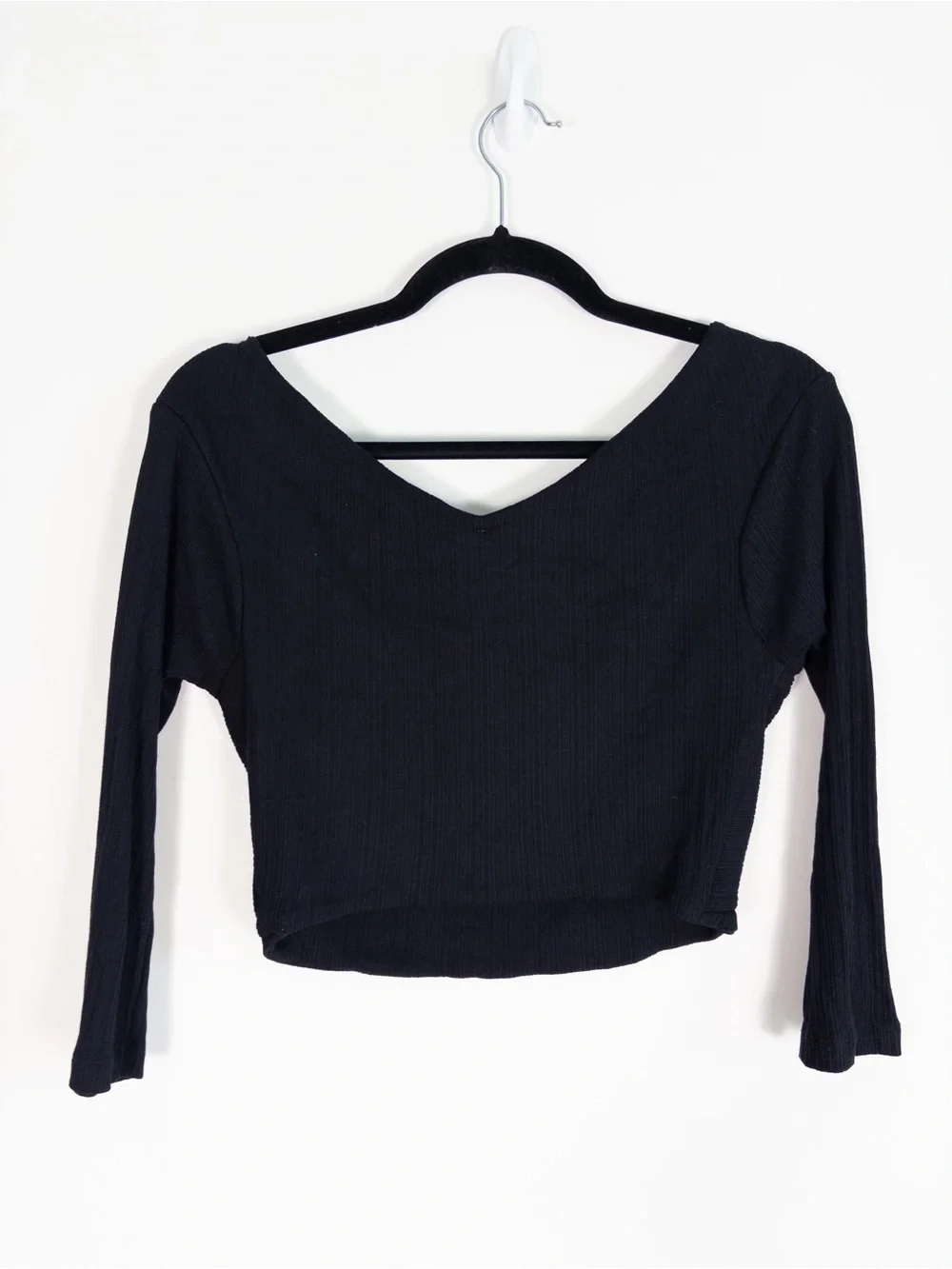 Intimately Free People Black 3/4 Sleeve Crop Top